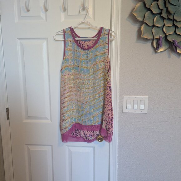Vera Wang Breezy Sleeveless Tunic | L | High / Low | Multi color print | EUC - Picture 8 of 8